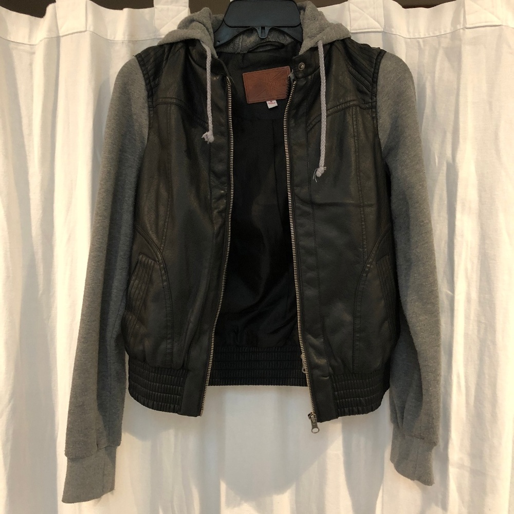 Faux Leather Hoodie